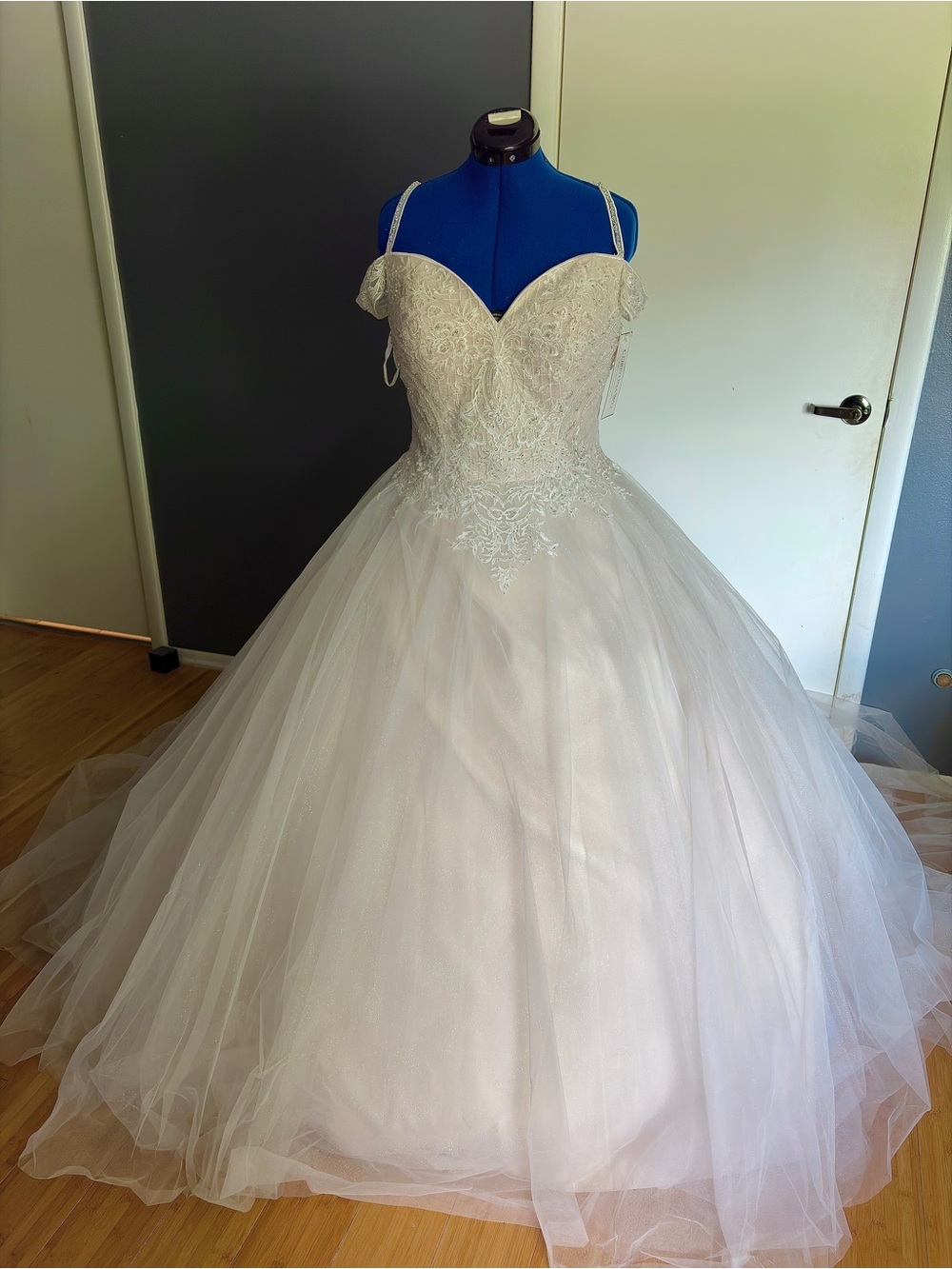 Christina Wu White Ballgown Wedding Dress with Lace Bodice
